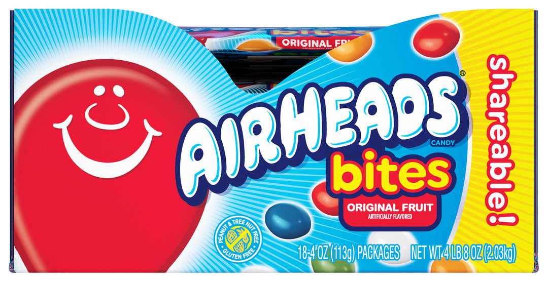 Airheads King Size Original Fruit Bites Share Pack-4 oz.-18/Box-8/Case