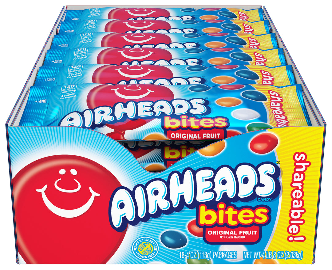 Airheads King Size Original Fruit Bites Share Pack-4 oz.-18/Box-8/Case