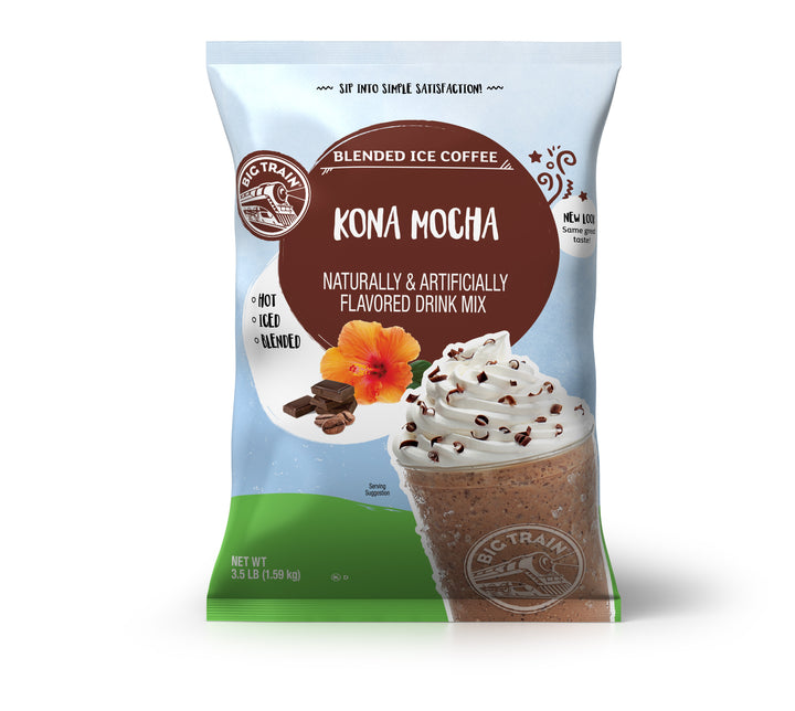 Big Train Kona Mocha Blended Ice Coffee Powdered Drink Mix-3.5 lb.-5/Case