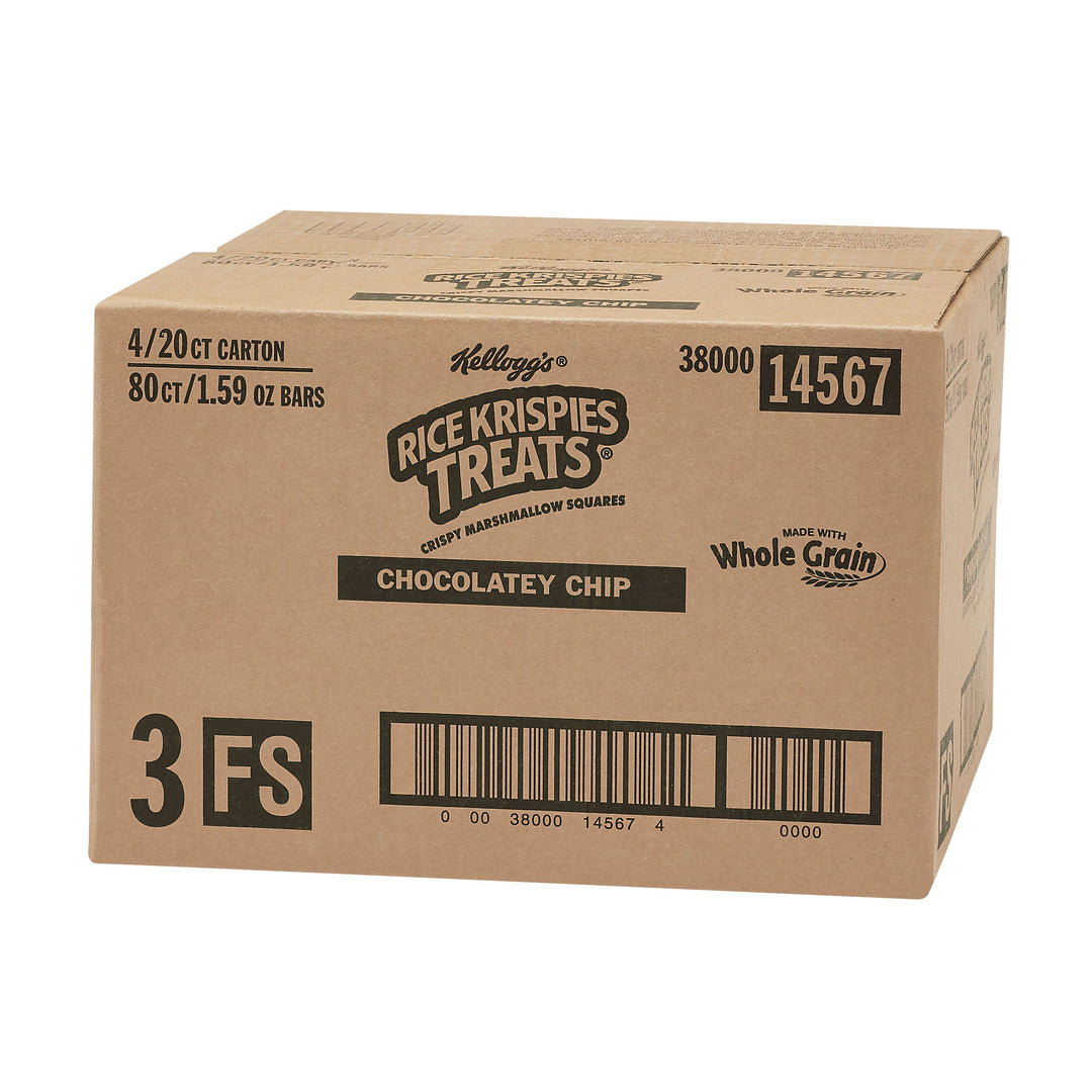Kellogg Whole Grain Chocolate Chip Rice Krispie Treats Squares-1.59 oz.-20/Box-4/Case