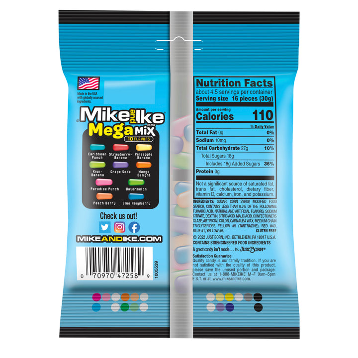 Mike & Ike Mega Mix Peg Bag-5 oz.-12/Case