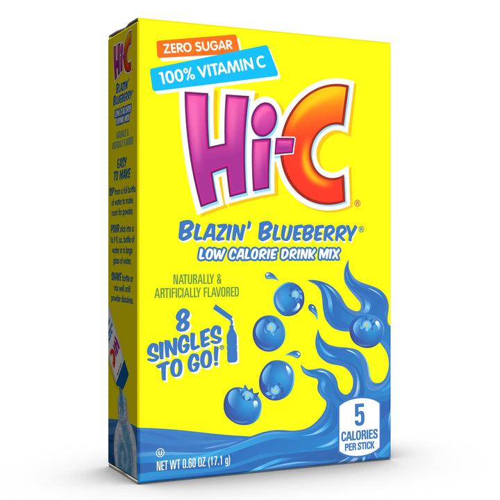 Hi-C Blazin' Blueberry Low Calorie Drink Mix Singles To Go-8 Count-12/Case