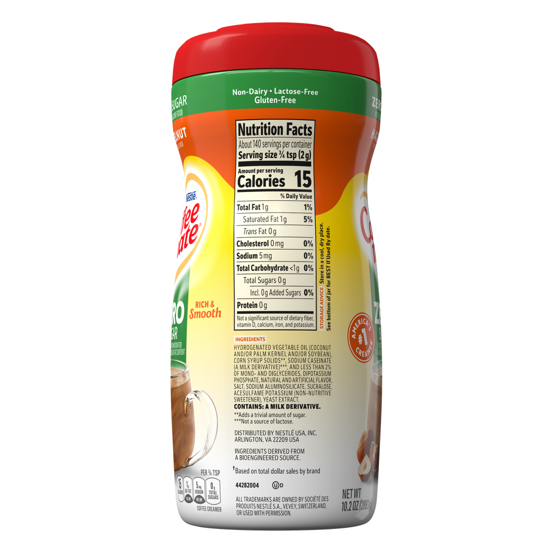 Coffee-Mate Sugar Free Hazelnut Powder Creamer-10.2 oz.-6/Case