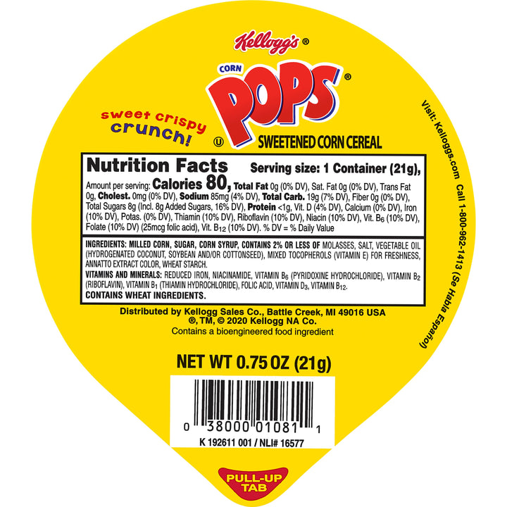Kellogg Corn Pops Cereal-0.75 oz.-96/Case