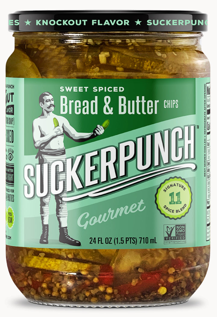 Suckerpunch Gourmet Bread And Butter Spicy Pickle Chip Jar-24 oz.-6/Case