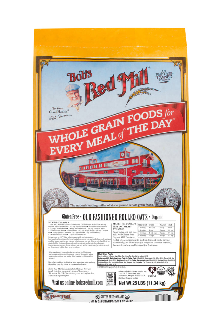 Bob's Red Mill Natural Foods Inc Gluten Free Organic Old Fashioned Rolled Oats-25 lb.