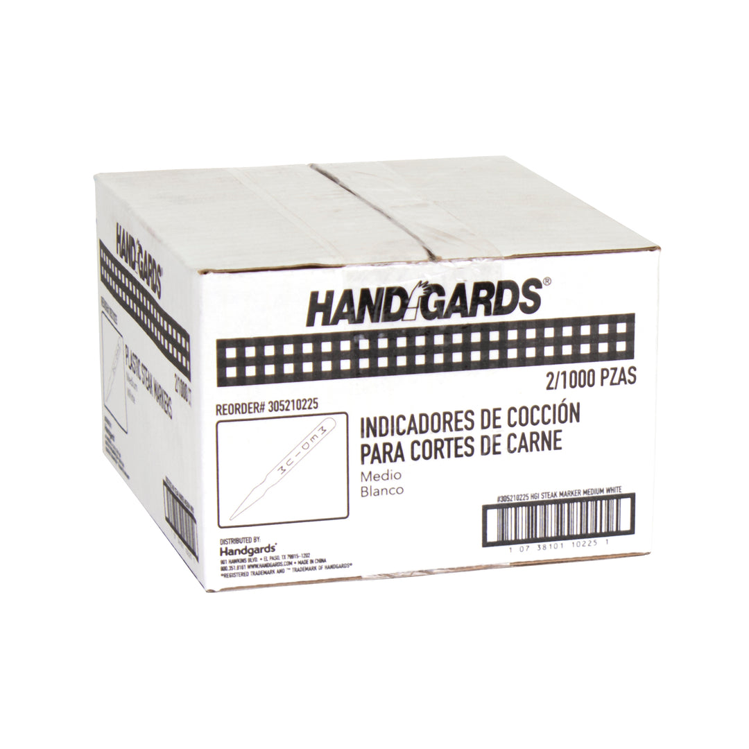 Handgards White Medium Plastic Steak Marker-1000 Each-1000/Box-2/Case