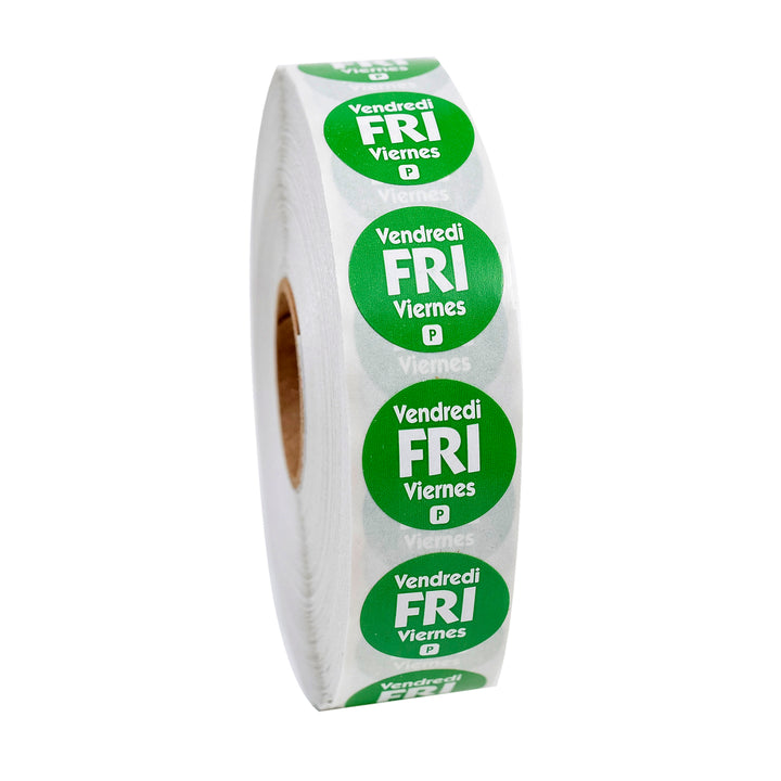 National Checking .75 Inch Circle Trilingual Permanent Green Friday Label-2000 Each