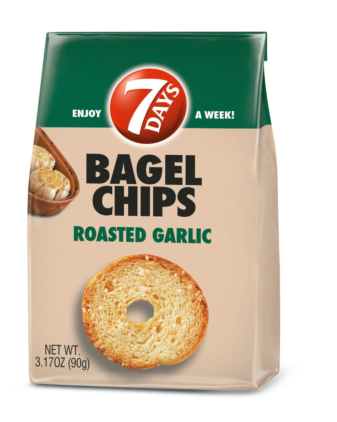 7 Days Bagel Chips Roasted Garlic-3.17 oz.-12/Case