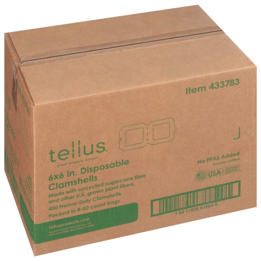 Tellus 6" X 6" Clamshell No Pfas Added-8 Each-1/Case