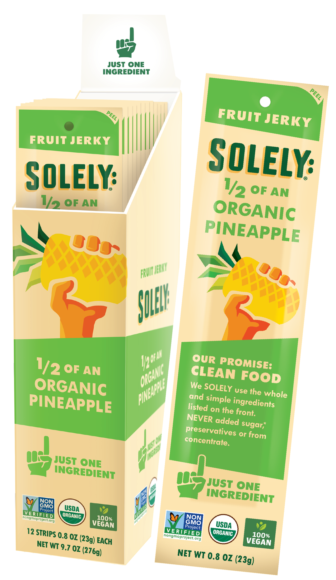 Solely Fruit Jerky Pineapple-0.8 oz.-12/Box-6/Case