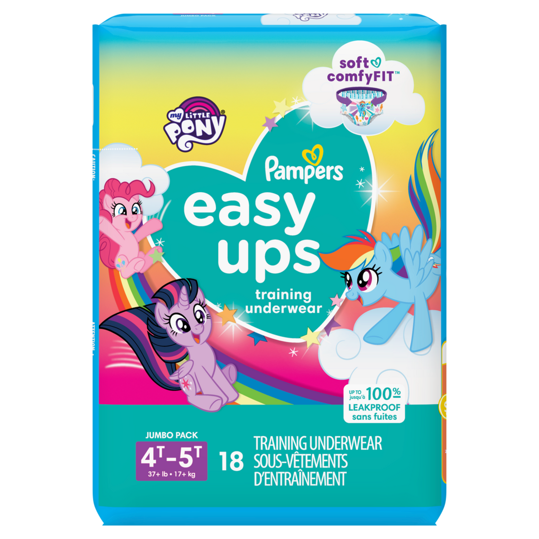 Pampers Easy Ups Jumbo Girl 4T 5T-18 Count-3/Case