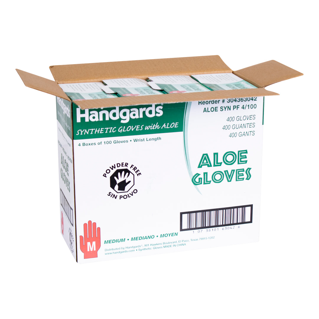 Handgards Aloe Powder Free Medium Synthetic Gloves-100 Each-100/Box-4/Case