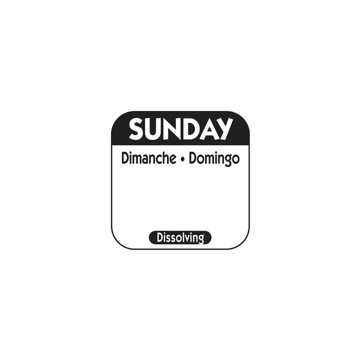 National Checking 1 Inch X 1 Inch Trilingual Black Sunday Dissolvable Label-1000 Each