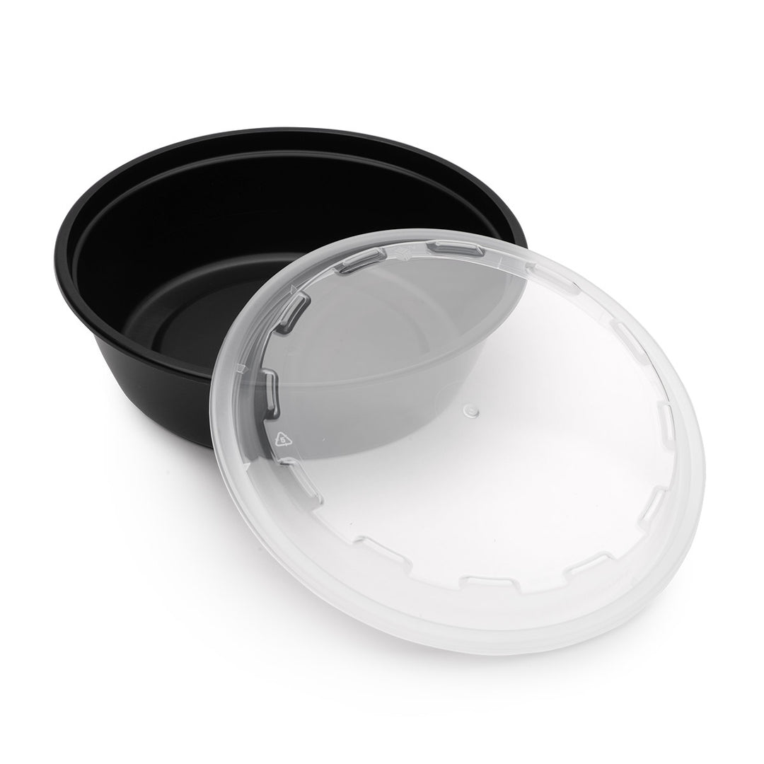 Cubeware 24 oz. Round Container Black Base With Clear Vented Lid-150 Set-1/Case