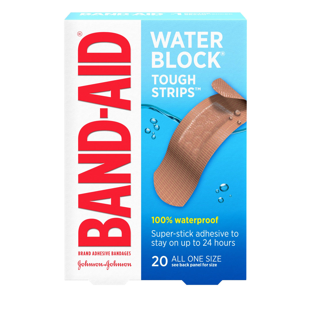 Band Aid Water Block Tough Strip Bandage Bandages Box-20 Count-5/Box-4/Case