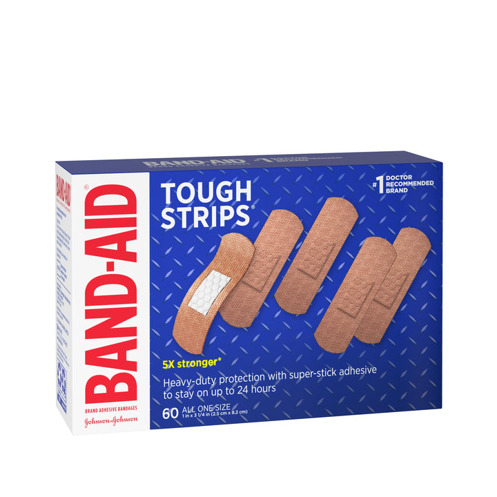 Band Aid Tough Strips Bandages Box-60 Count-3/Box-4/Case