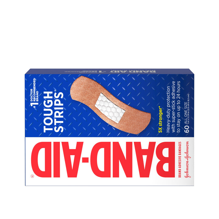 Band Aid Tough Strips Bandages Box-60 Count-3/Box-4/Case