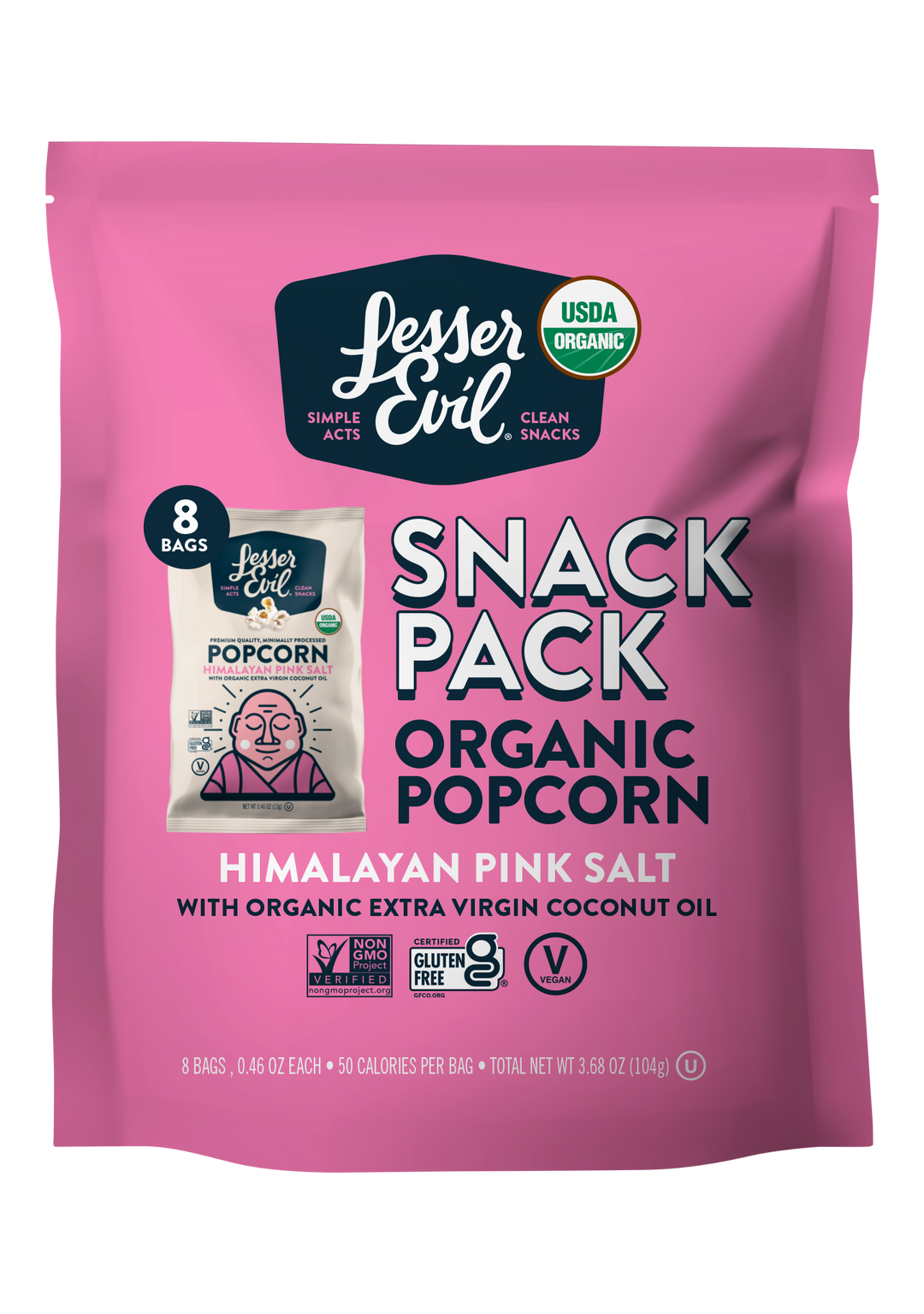Lesserevil Himalayan Pink Organic Popcorn Multipack 12/0.46 Oz.
