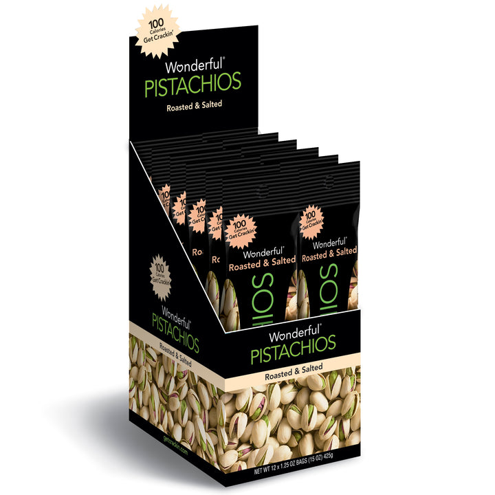 Wonderful Pistachios Roasted & Salted Pistachio Tube Pack-1.25 oz.-12/Box-10/Case