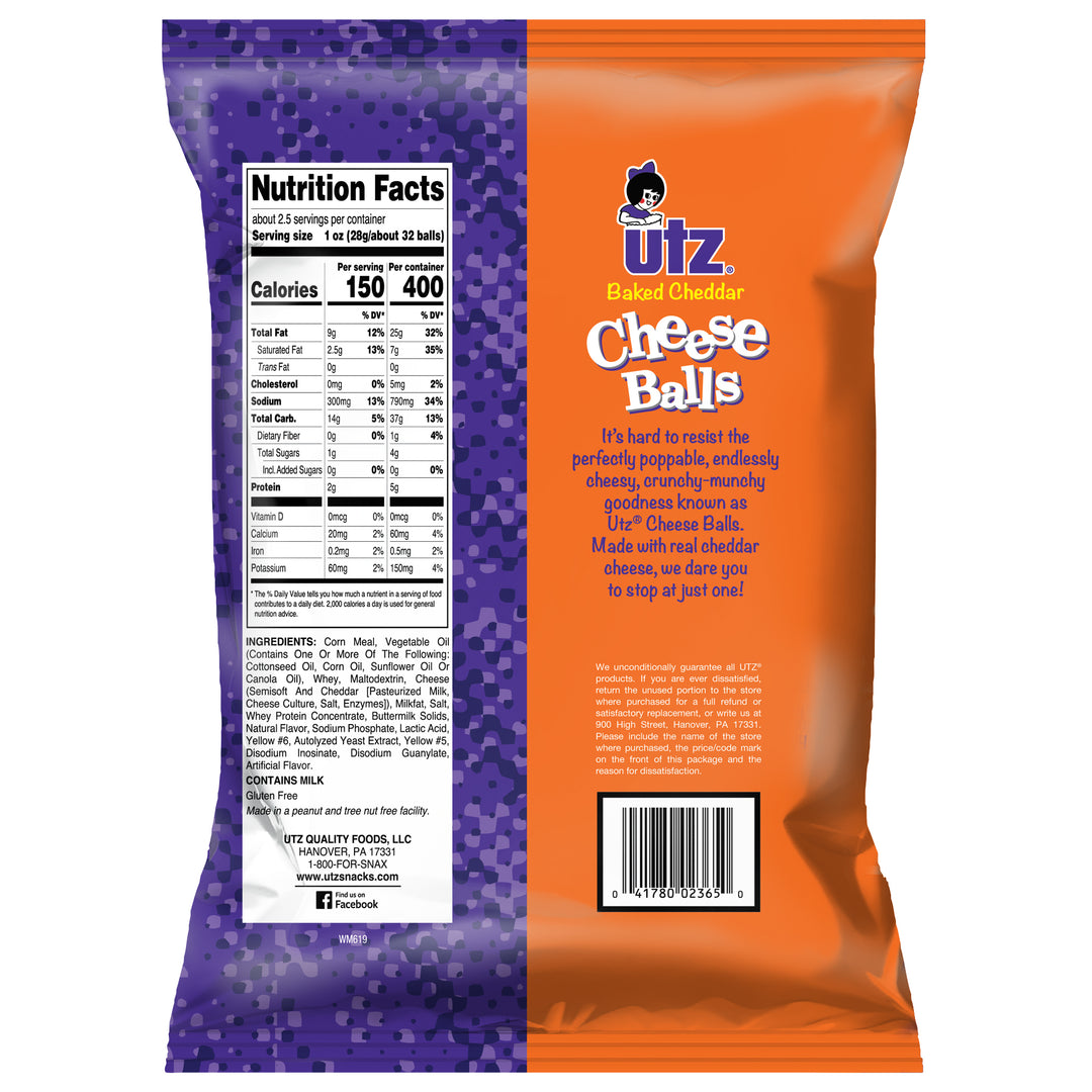 Utz Cheese Balls-2.63 oz.-5/Case