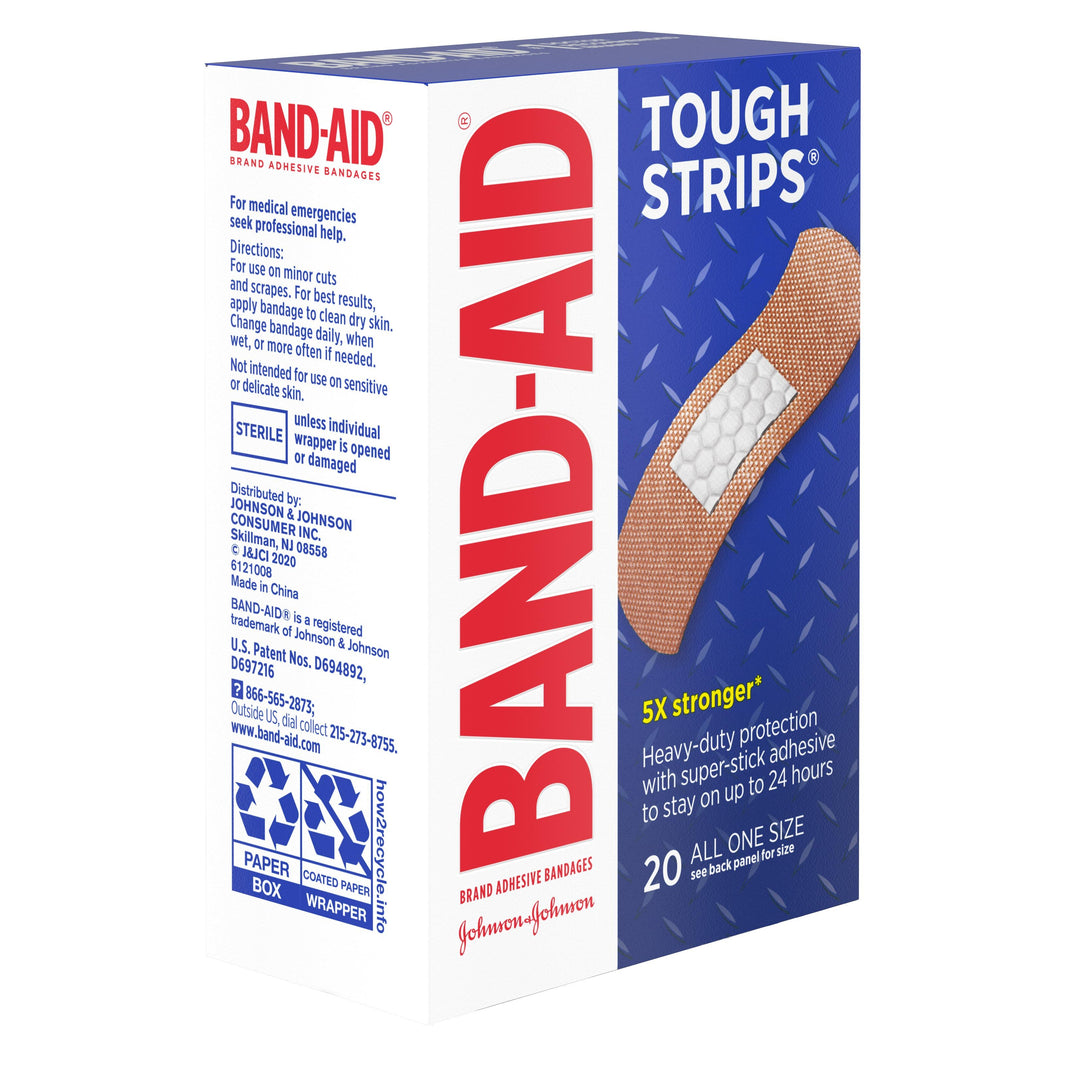 Band Aid Tough Strips Bandages Box-20 Count-5/Box-4/Case