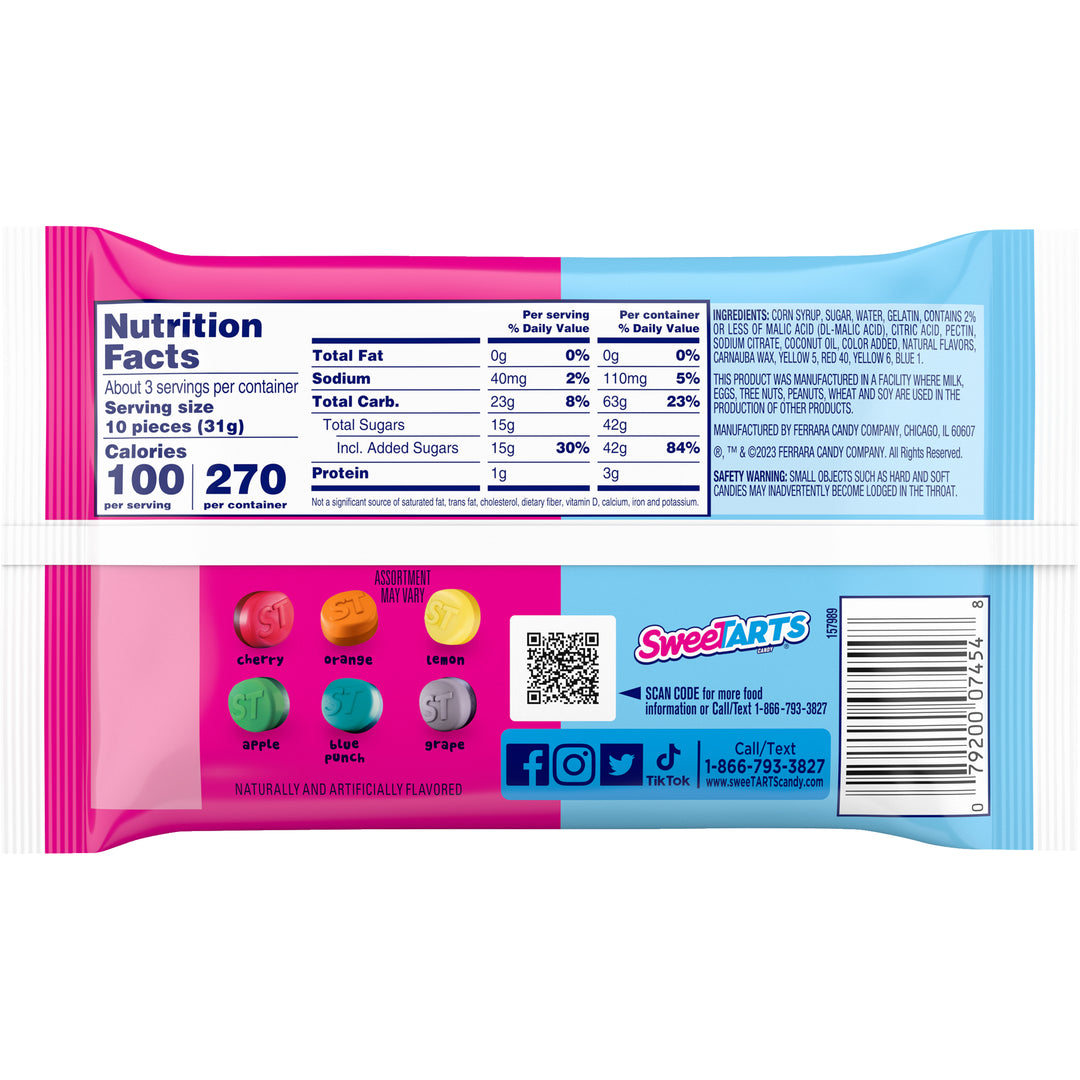 Sweetarts Fruity Splitz Gummy Candy Pouch-3 oz.-12/Box-4/Case