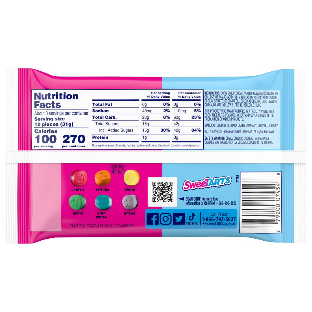 Sweetarts Fruity Splitz Gummy Candy Pouch-3 oz.-12/Box-4/Case