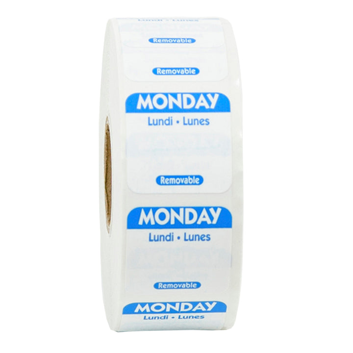 National Checking 1 Inch X 1 Inch Trilingual Blue Monday Removable Label-1000 Each