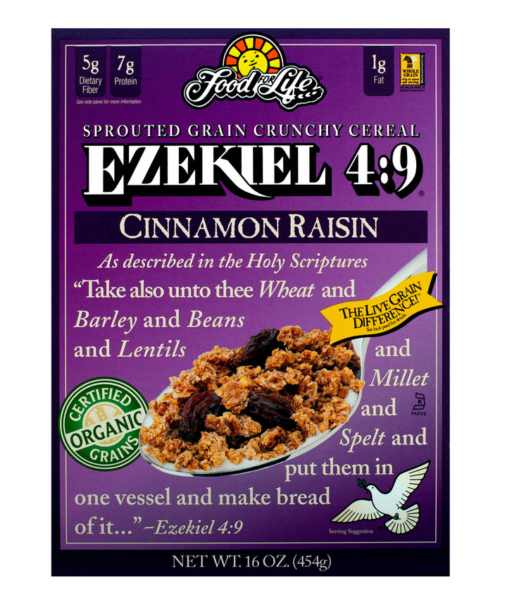 Food For Life Organic Ezekiel 4:9 Sprouted Whole Grain Cinnamon Raisin Cereal-16 oz.-6/Case