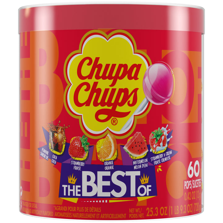 Chupa Chups Best Of Lollipops Drum-0.42 oz.-60/Box-8/Case