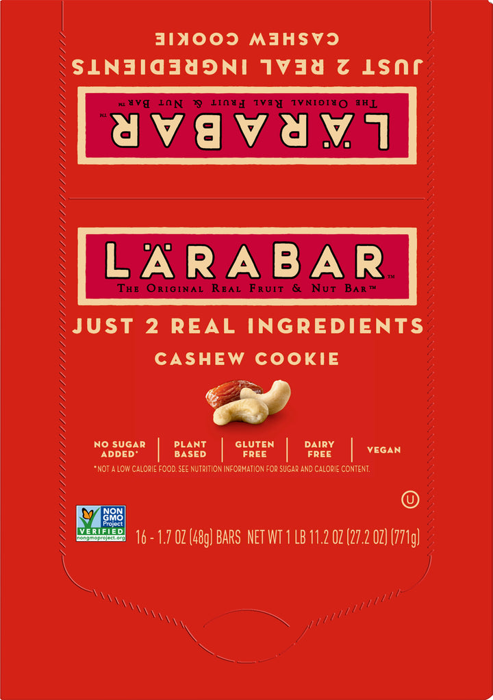 Larabar Non Gmo Gluten Free Vegan Dairy Free Soy Free Cashew Cookie Wellness Bars-27.2 oz.-4/Case