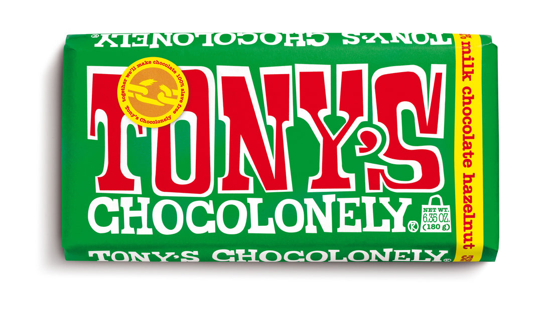Tony's Chocolonely 32% Milk Hazelnut Bar-6.35 oz.-15/Case