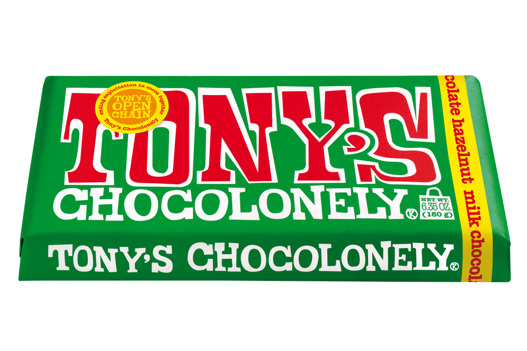 Tony's Chocolonely 32% Milk Hazelnut Bar-6.35 oz.-15/Case