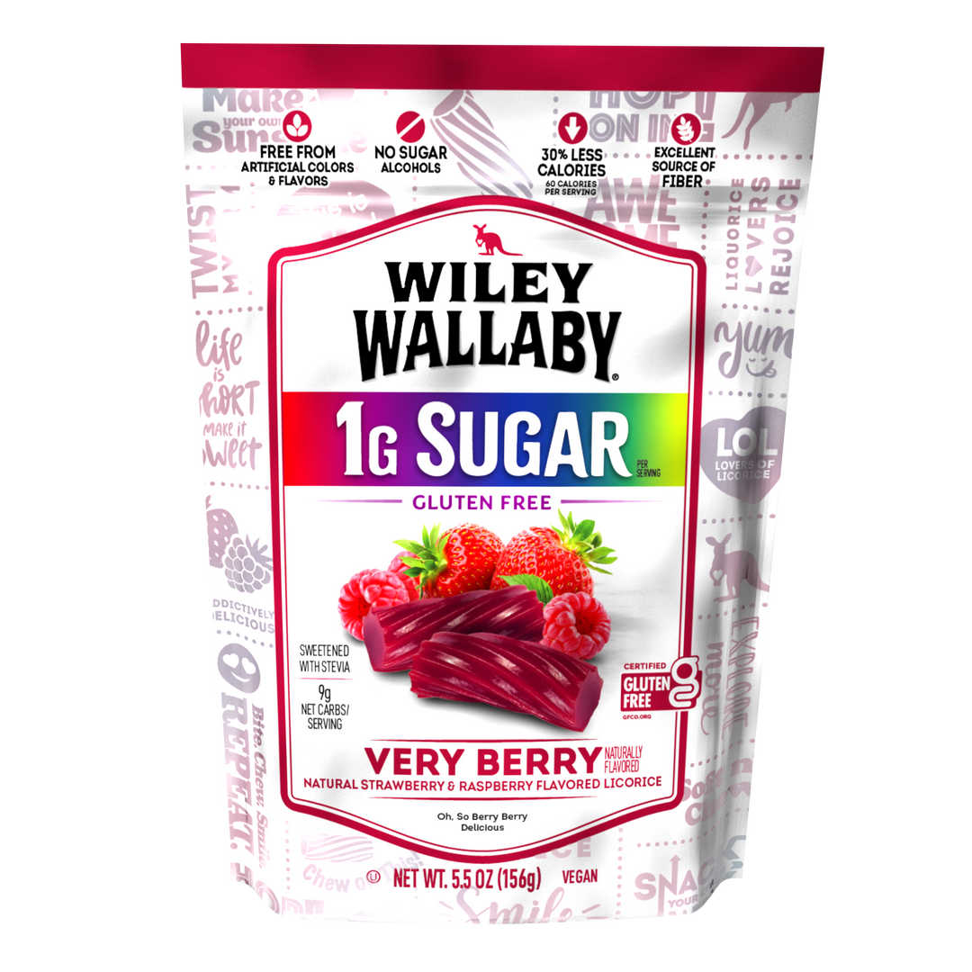 Wiley Wallaby Low Sugar Very Berry Licorice-5.5 oz.-8/Case