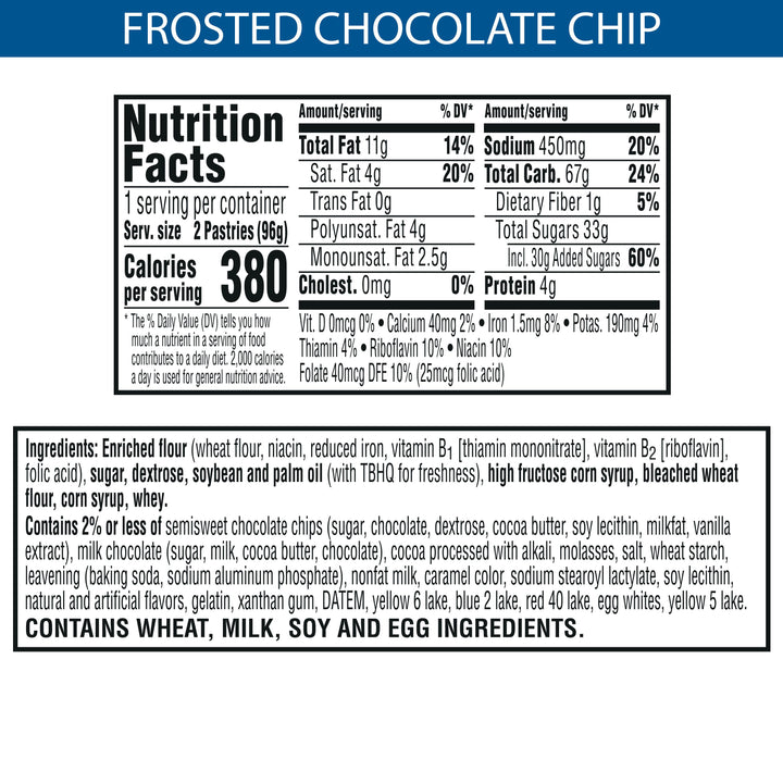 Kellogg's Pop-Tarts Frosted Open & Fold Display Chocolate Chip Pastry-3.3 oz.-6/Box-12/Case