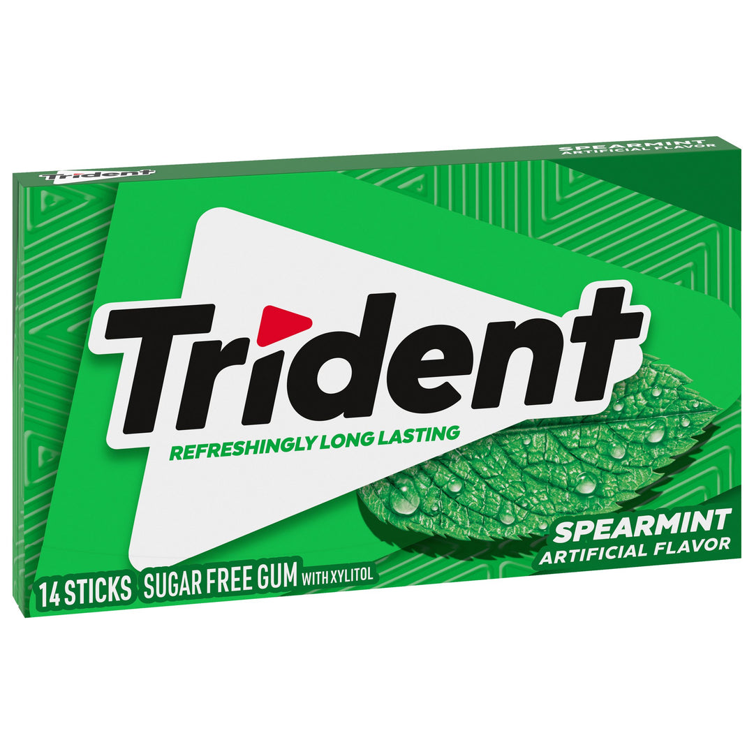 Trident Sugar Free Spearmint Gum-14 Count-12/Box-12/Case