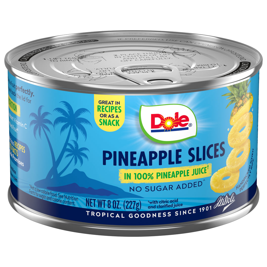 Dole Ez Open In 100% Juice Sliced Pineapple-8 oz.-12/Case