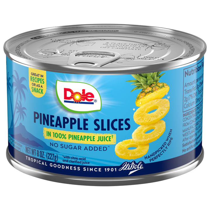 Dole Ez Open In 100% Juice Sliced Pineapple-8 oz.-12/Case