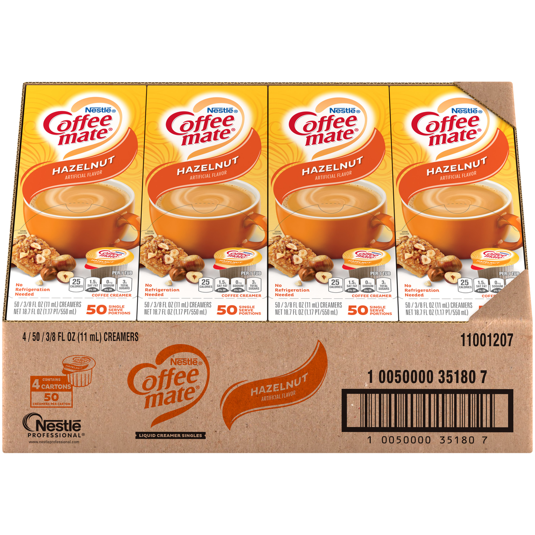 Coffee-Mate Hazelnut Single Serve Liquid Creamer-18.7 fl oz.s-4/Case