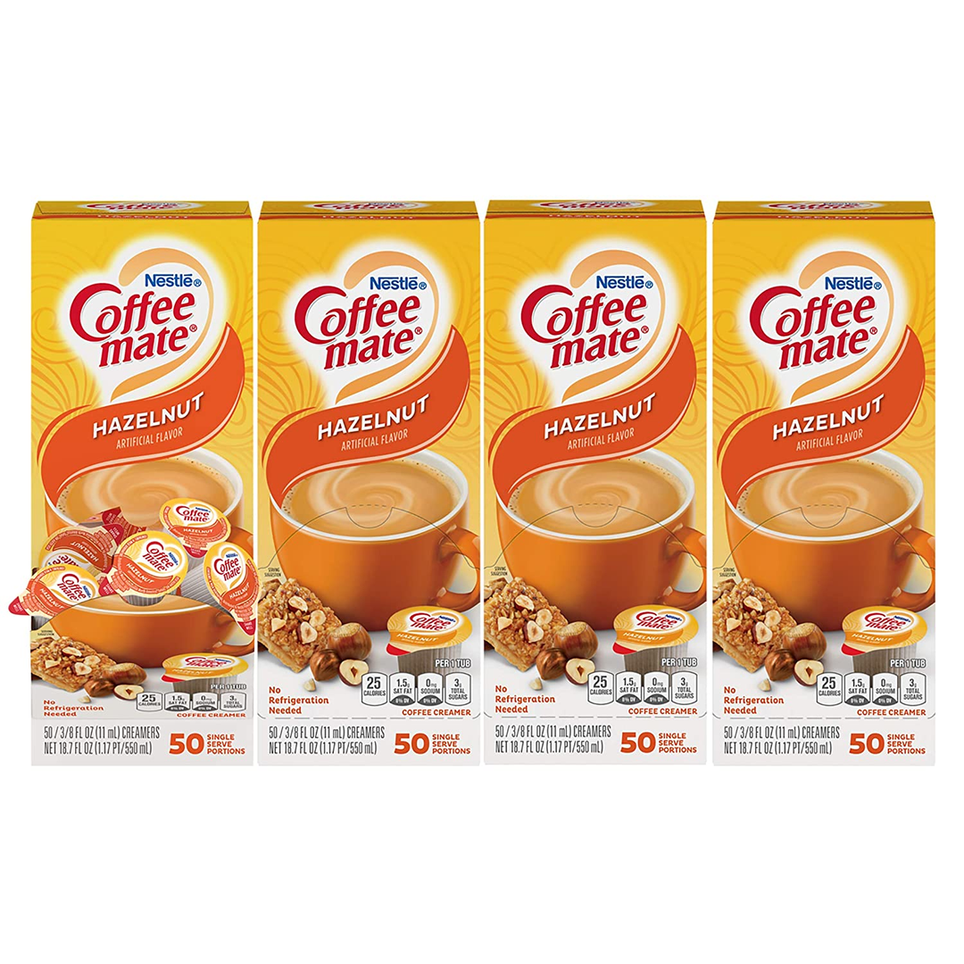 Coffee-Mate Hazelnut Single Serve Liquid Creamer-18.7 fl oz.s-4/Case