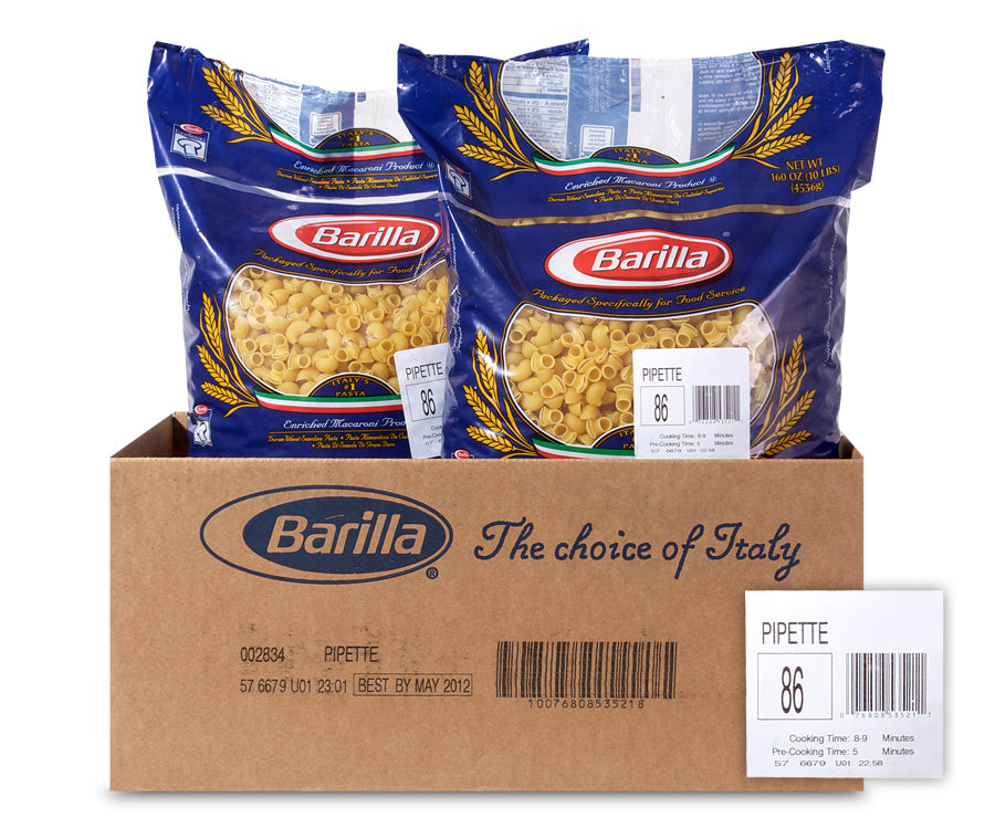 Barilla Pipette Bulk Pasta-160 oz.-2/Case