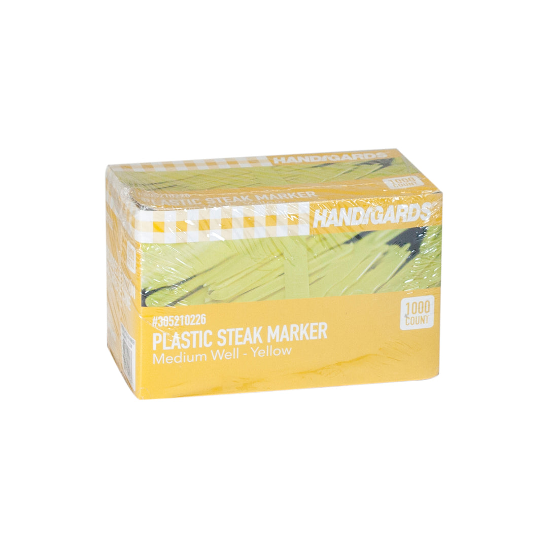 Handgards Yellow Medium Well Plastic Steak Marker-1000 Each-1000/Box-2/Case
