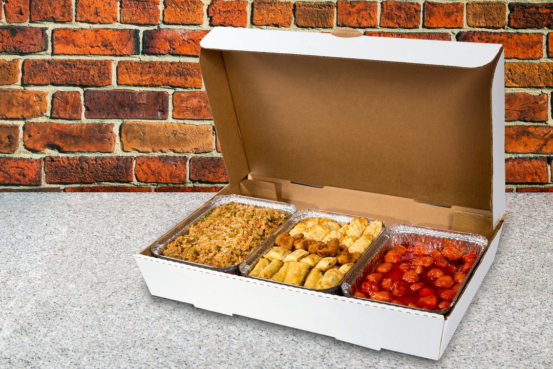 Royal 21 Inch X 13 Inch X 3 Inch Full Pan White Corrugated Catering Box-50 Each-1/Case