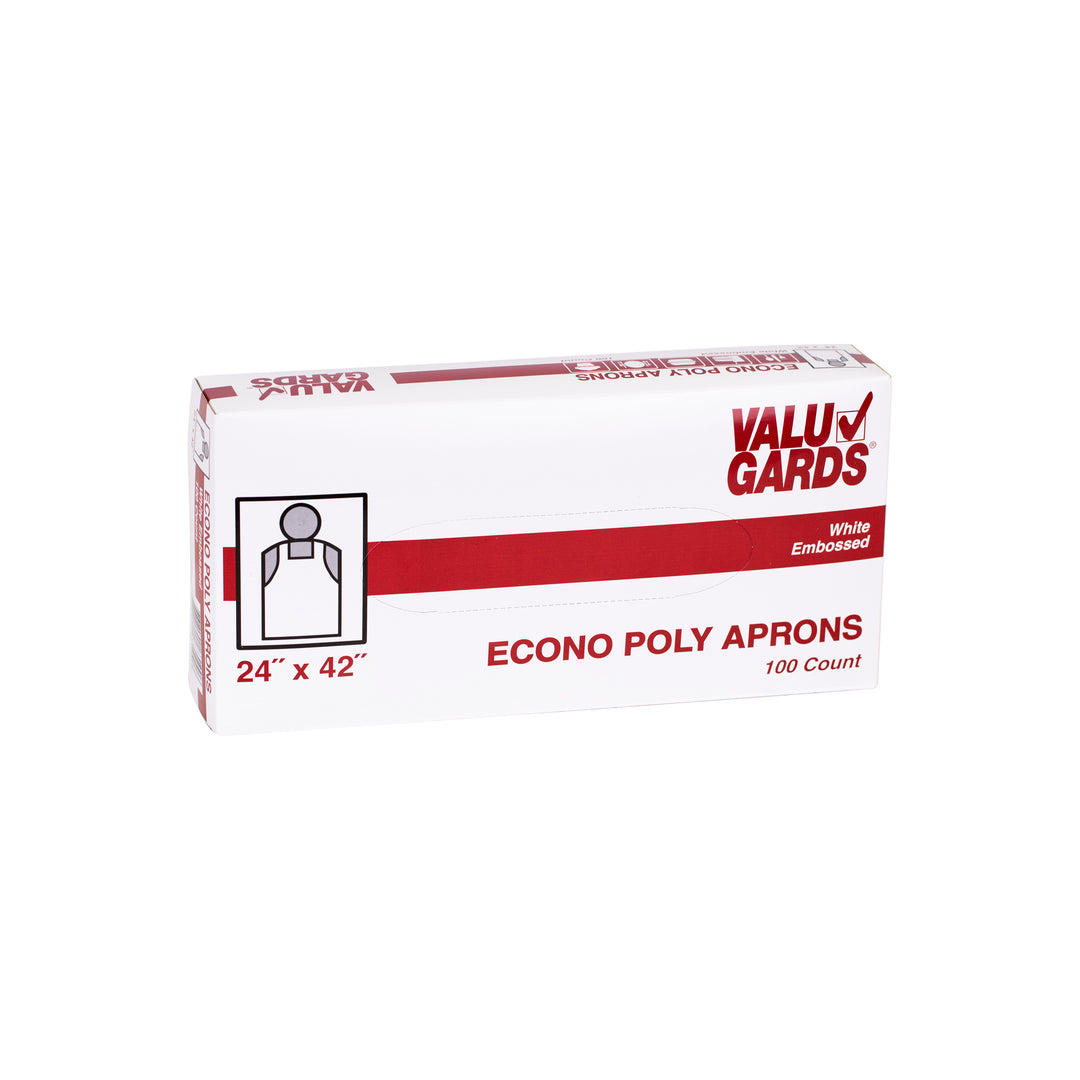Valugards 24X42 Economy Poly Embossed White Light Duty Apron-100 Each-100/Box-10/Case
