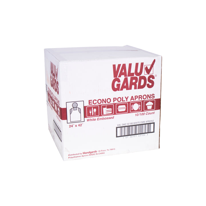 Valugards 24X42 Economy Poly Embossed White Light Duty Apron-100 Each-100/Box-10/Case