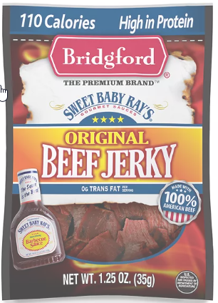 Bridgford Sweet Baby Rays Original Beef Jerky-1.25 oz.-8/Box-6/Case