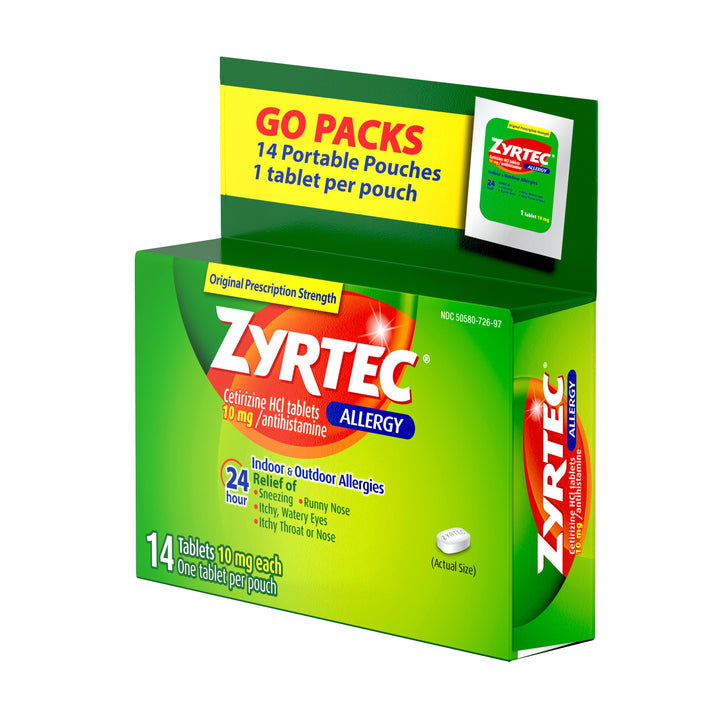 Zyrtec Allergy 10 Milligram Tablets-14 Count-4/Box-6/Case