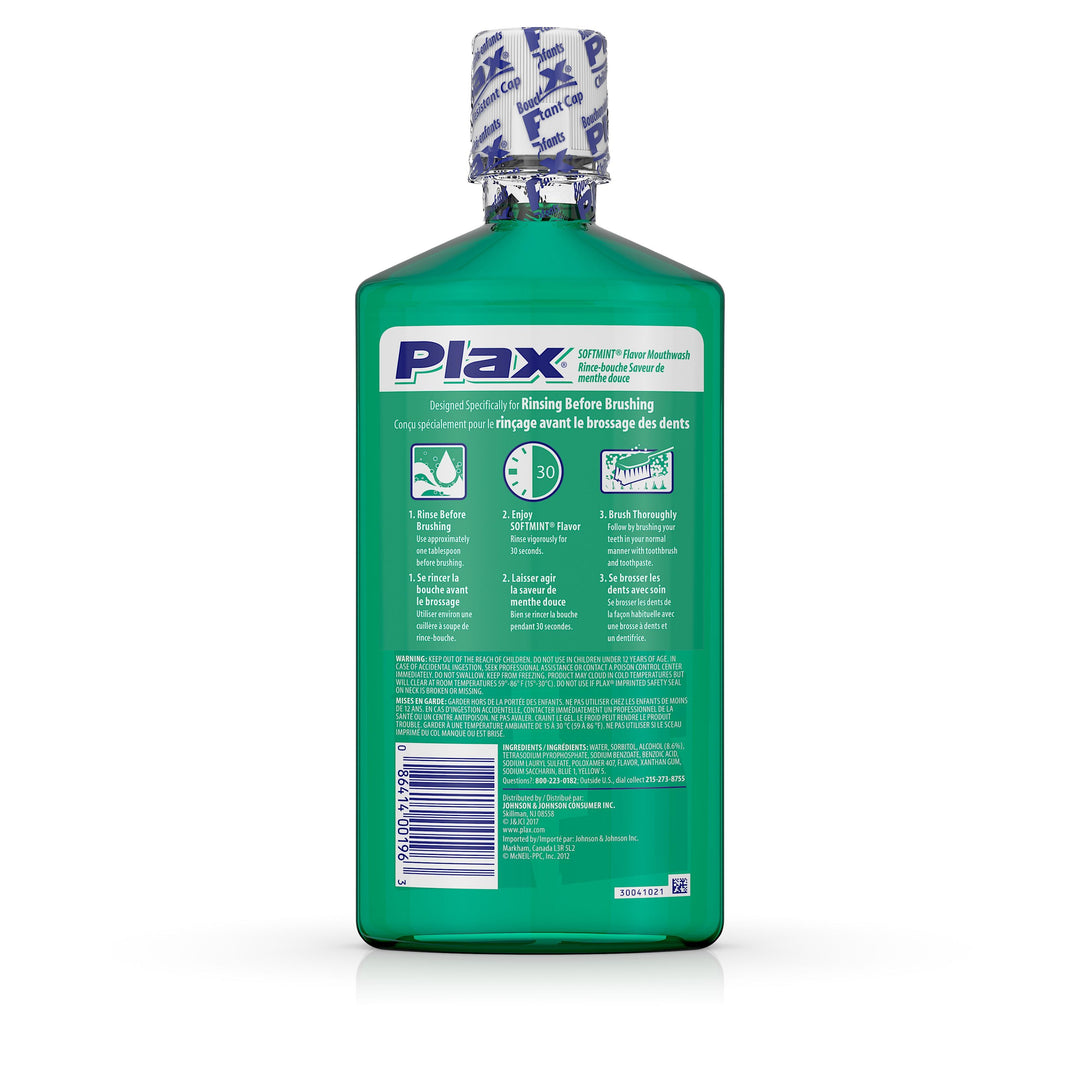 Plax Soft Mint Flavor Mouthwash-24 fl oz.s-3/Box-4/Case