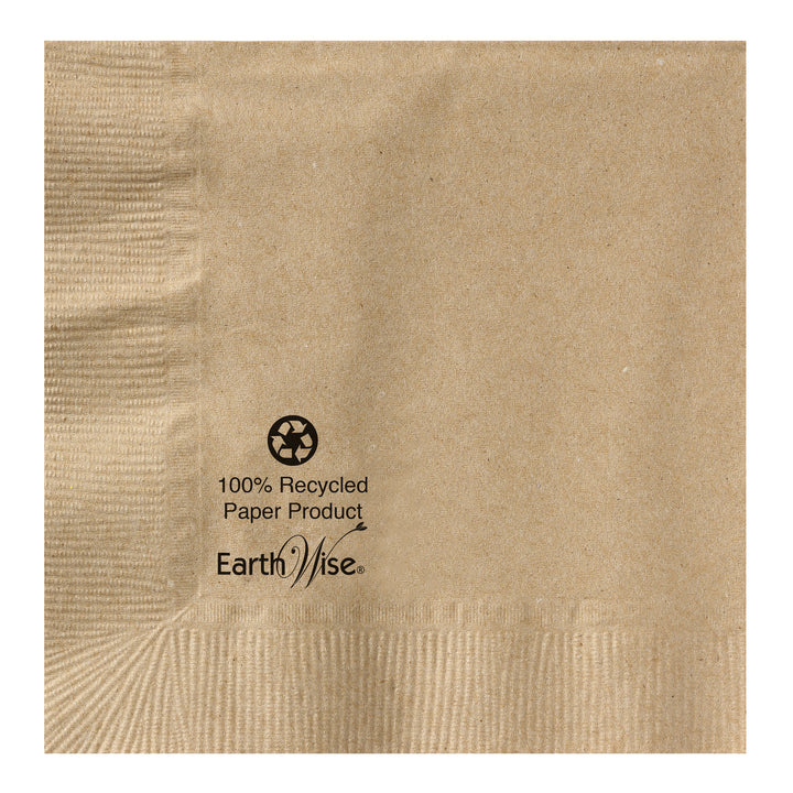 Hoffmaster Earth Wise 10 Inch X 10 Inch 2 Ply 100% Recycled Kraft Beverage Napkin-250 Each-12/Case